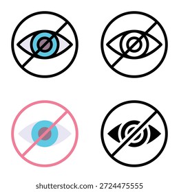 Keine versteckten Sichtbarkeitssymbole anzeigen, geeignet für mobile Apps, Web-Apps und Printmedien. Mehrere Stilsymbole, 