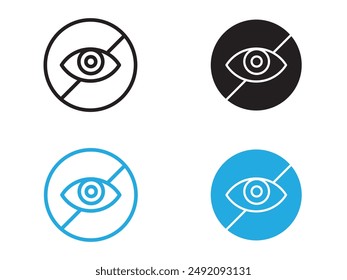 Sin icono de vista símbolo de contorno de Vector en blanco y negro
