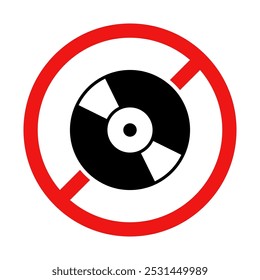 No Vinyl Record Sign on White Background