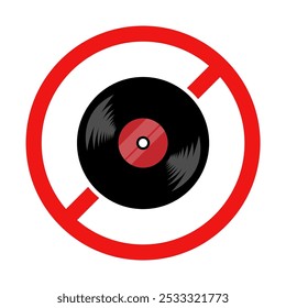 No Vinyl Record Sign on White Background