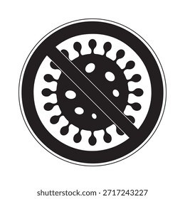 No virus allowed A black and white illustration of a prohibited virus symbol