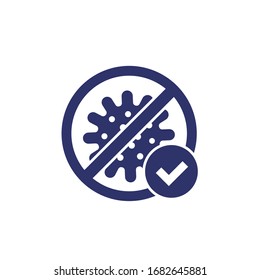 No Virus, Bacteria Icon With Check Mark