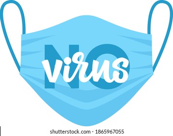 No hay grabado con la mano del virus en letras vectoriales. Conciencia de Coronavirus Covid-19. Ilustración vectorial del signo de parada. No hay máscara ni entrada. Medida preventiva contra la infección con COVID-19. Mantén la distancia.