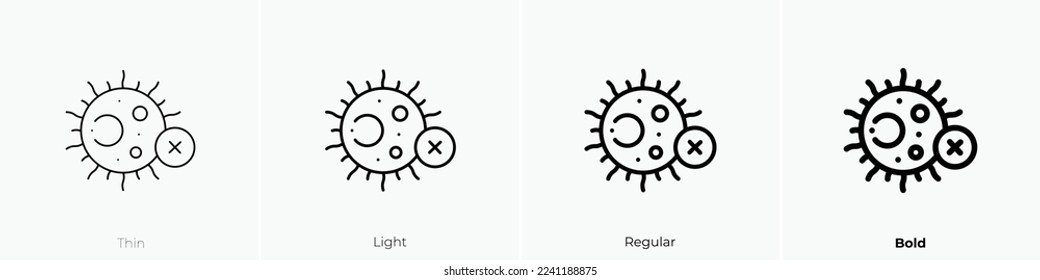 no virus icon. Thin, Light Regular And Bold style design isolated on white background