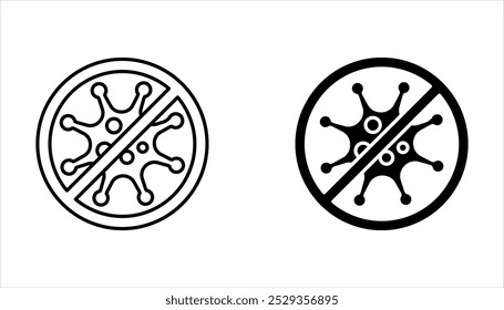 No virus icon. Thin linear no virus outline icon isolated on white background