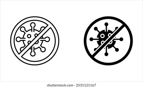 No virus icon. Thin linear no virus outline icon isolated on white background