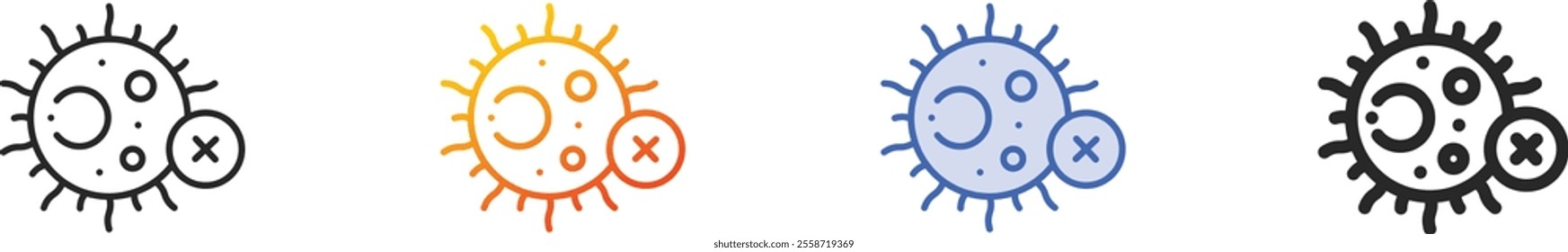 no virus icon.Thin Linear, Gradient, Blue Stroke and bold Style Design Isolated On White Background