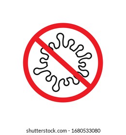 No virus, microbe, bacterium line icon isolated on white. Vector