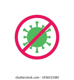 No Virus Sign, Stop Coronavirus Icon Set. Vector Illustration On White Background Flat Style, Virus Icon.