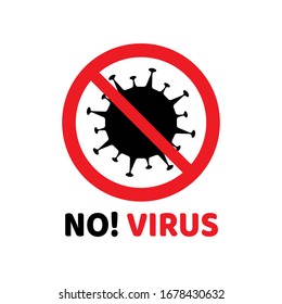NO virus symbol design concept, vector illustration. Flat design of no virus logo on white background.