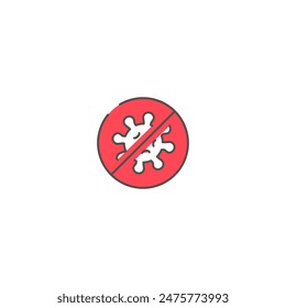 no viruses,  viruses are prohibited, Simple Vector Color Line Icons, Illustration.