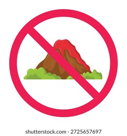 Nenhum sinal de vulcão, ícone de vulcão proibido, símbolo proibido vulcão, não entrar símbolo de área vulcânica, sinal de restrição vulcânica, ícone de zona de lava 
