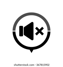 No Volume - black vector icon; map pointer;  message bubble