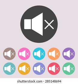 No Volume icon. Set of colored icons.