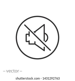 no volume icon, sound off, mute speaker line symbol on white background - editable stroke vector illustration eps10