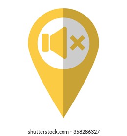 No Volume - vector icon;  yellow map pointer