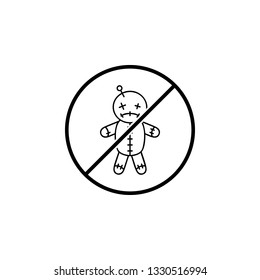 No Voodoo Doll icon. Simple thin line, outline vector of Halloween ban, prohibition, forbid icons for UI and UX, website or mobile application