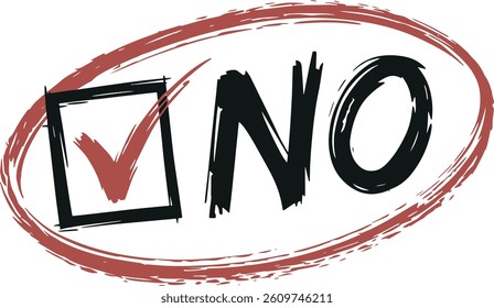No vote poll answer check box circled or highlighted with red felt tip pen marker