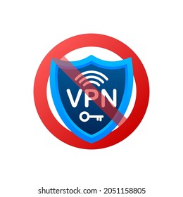 No Vpn. Vector Set. Safety Internet Technology. Digital Technology Data Protection.