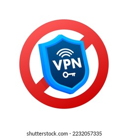 Keine VPN. Vektorset. Sicherheitstechnik im Internet. Datenschutz für digitale Technologien.