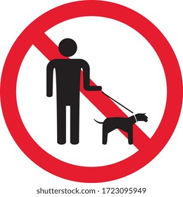 No walking with dog, prohibition sign, ban