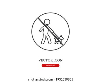 No caminar con el icono del vector del perro.  Trazo editable. Signo de estilo lineal para uso en diseño web y aplicaciones móviles, logotipo. Ilustración de símbolo. Gráficos vectoriales de píxeles - Vector