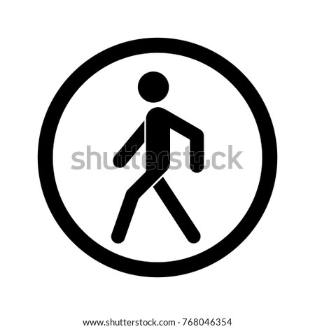 No walking sign. Prohibited black road sign isolated on white background. Pedestrian sign. Stop entry symbol for forbidden. Forbidden walking sign Vector illustration
