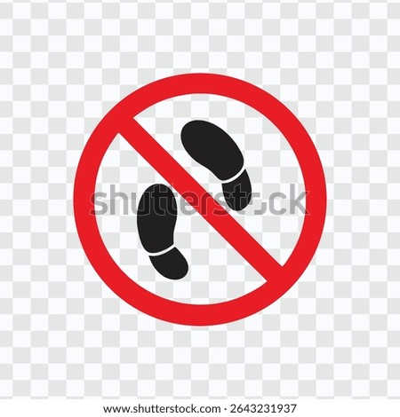 No walking symbol with footprints, representing restriction and prohibition of foot traffic in certain areas.