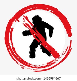 No walking traffic sign. Vector icon