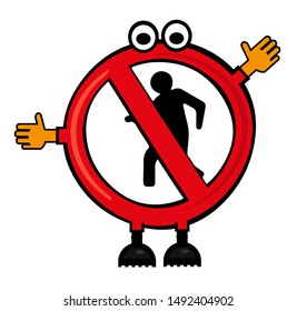 No walking traffic sign. Vector icon
