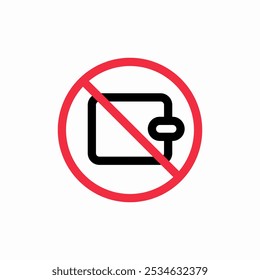 vetor de sinal de ícone sem wallet