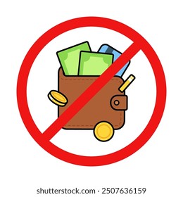 No Wallet or Money Sign on White Background