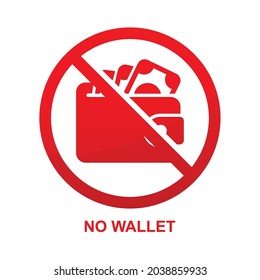 No wallet sign isolated on white background vector illustration.
