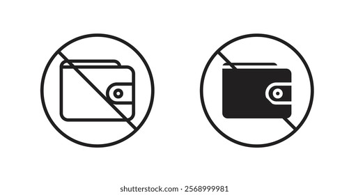 No wallet sign vector set vector graphics designs