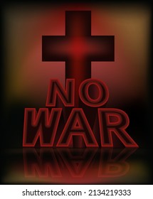 No War, banner with cross, vector illustration	