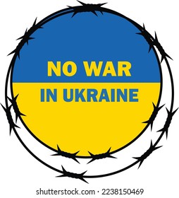 No War - Barbed wire circle shape in Ukrainian flag blue and yellow colors. Vector