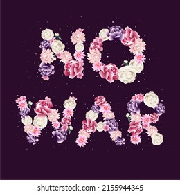 No War creative banner concept. Vector flower illustration. Isolated on violet