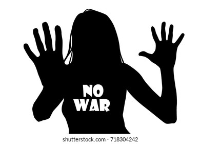 No war female silhouette. Vector