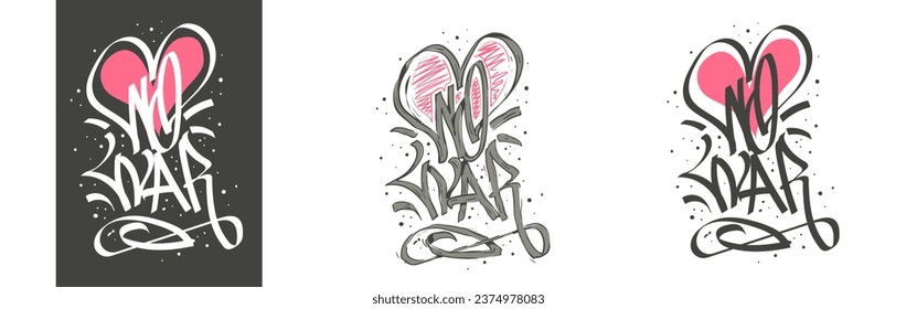 Diseño de etiquetas de graffiti sin guerra con símbolo de corazón incorporado en fondo blanco Eps 10