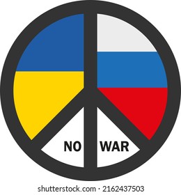 No War Icon For Russia And Ukraine With Peace Symbol. Vector	
