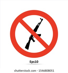 No war icon. No weapons icon. Vector Illustration. Red prohibition sign. Stop symbol