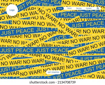No war! Just peace in ukraine. Stop war advertisement, landing page, flyer, world peace campaign webpage.