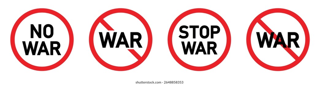 No hay etiqueta de guerra. Icono de Stop War, Ilustración vectorial