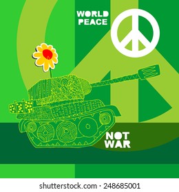 No war Postcard, poster. hippie background. world peace