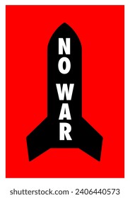 No war poster big bomb with text no war