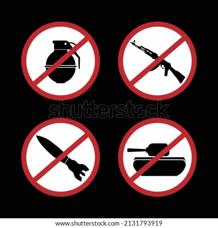 no war sign illustration set, no bomb, no tank, no weapon 