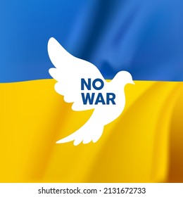 No war. Support Ukraine. Dove of peace. Vector illustration.
