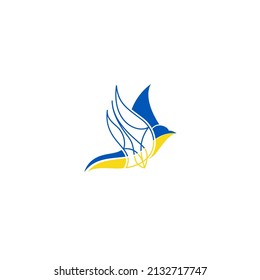 No war. Support Ukraine. Dove of peace. Vector illustration.