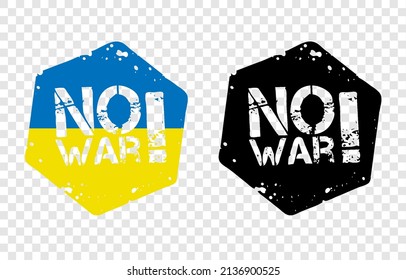 No war! Symbols with the colors of the Ukrainian flag. Russia vs Ukraine. We are for peace. Pray for Ukraine. Save Ukraine. Ukrainian national symbol. I Stand with Ukraine. Vector illustration on PNG.