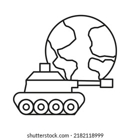 Kein Krieg, Panzer, Earth Concept Line Icon. Einfache Elementgrafik. Kein Krieg, Panzer, Erd-Konzept Umriss Symbol Design aus Krieg Set. Kann für Web und mobile auf weißem Hintergrund verwendet werden